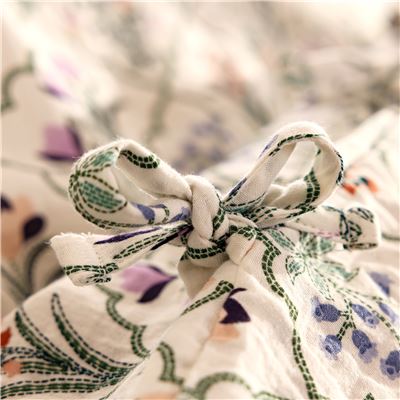 Linge de lit gaze de coton motif herbier rétro