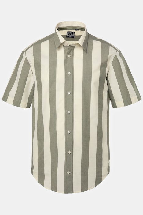STHUGE Streifenhemd, Halbarm, Modern Fit, Kentkragen, bis 8 XL