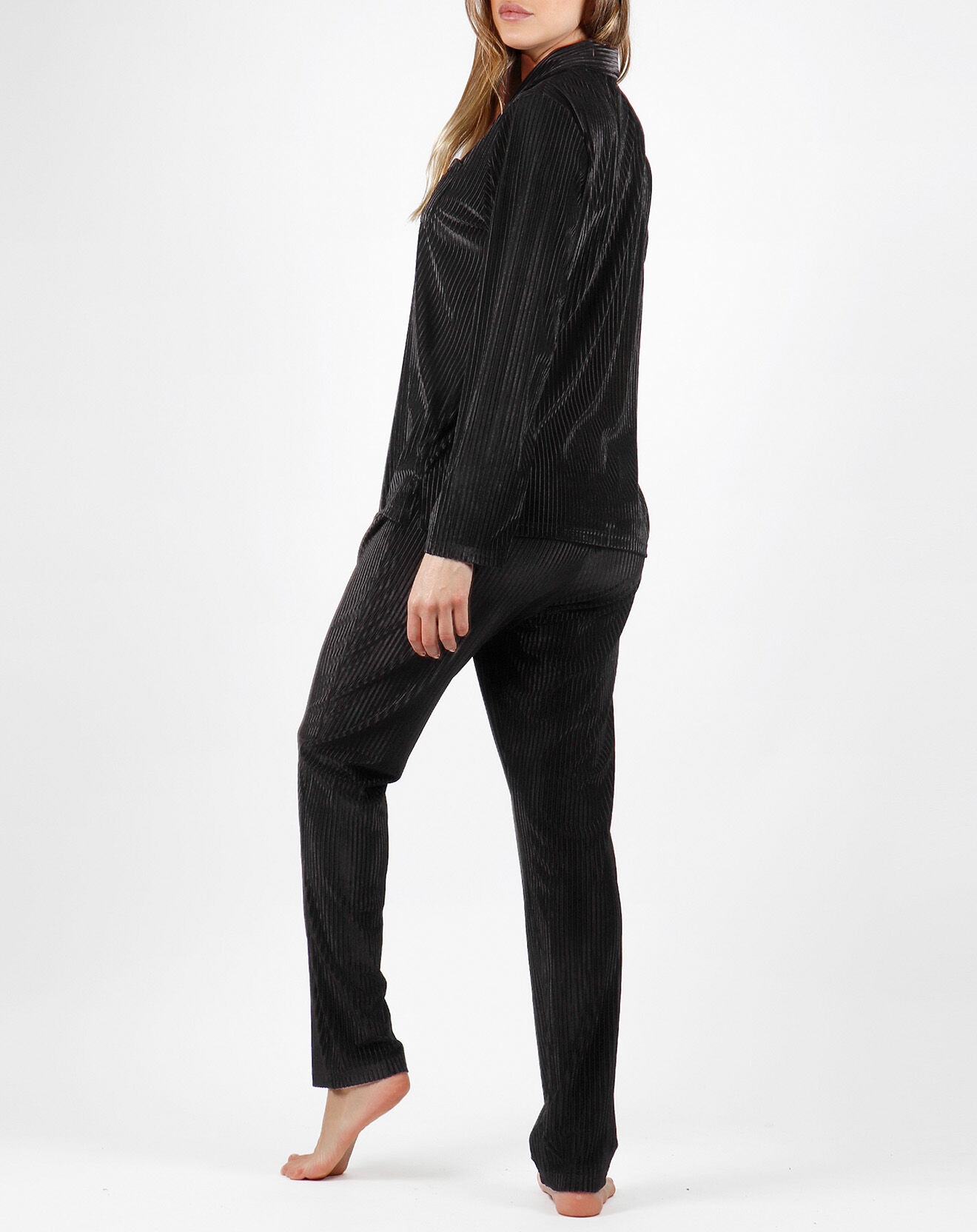 Admas Classic Pyjama T-Shirt Manches Longues & Pantalon noir