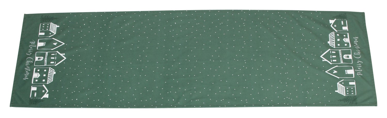 FRANK FLECHTWAREN | Tafelloper Winter Village, POLYESTER, 40 x 140 cm