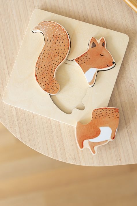 Puzzel eekhoorn, hout, drie stukjes