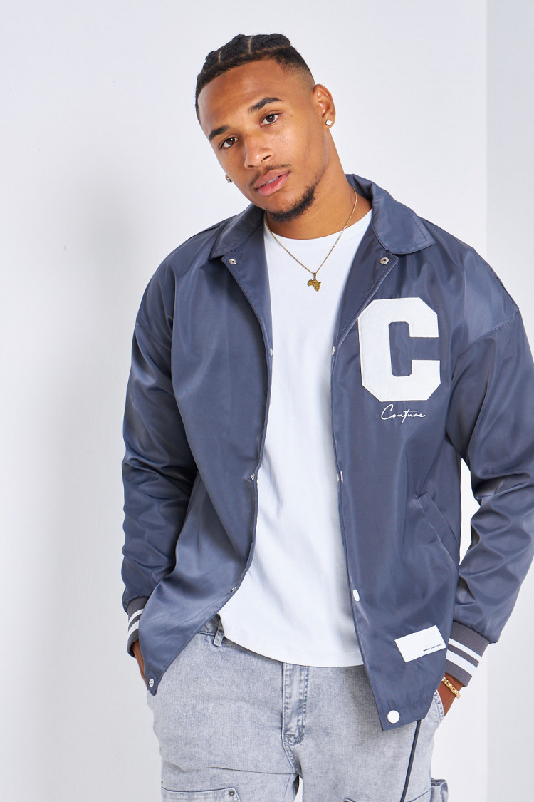 Veste gris foncé brodée 