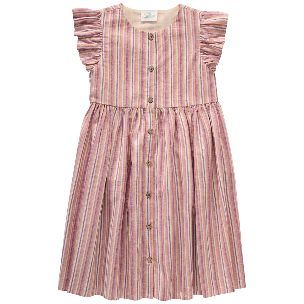 Topolino Pure Collection Mädchen Kleid aus Leinen-Mix creme / rosa / orange