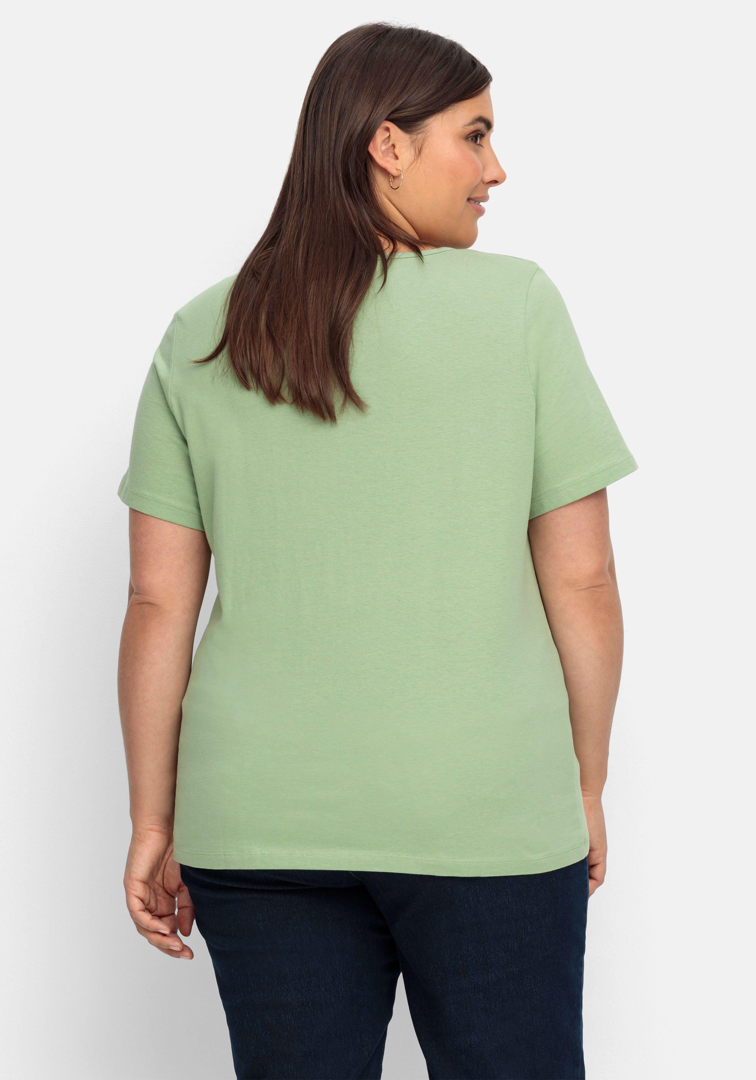 Jerseyshirt mit Frontprint und kurzem Ärmel