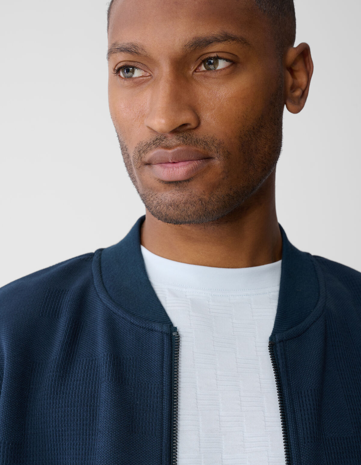 Jacquard Bomber Jack Donkerblauw