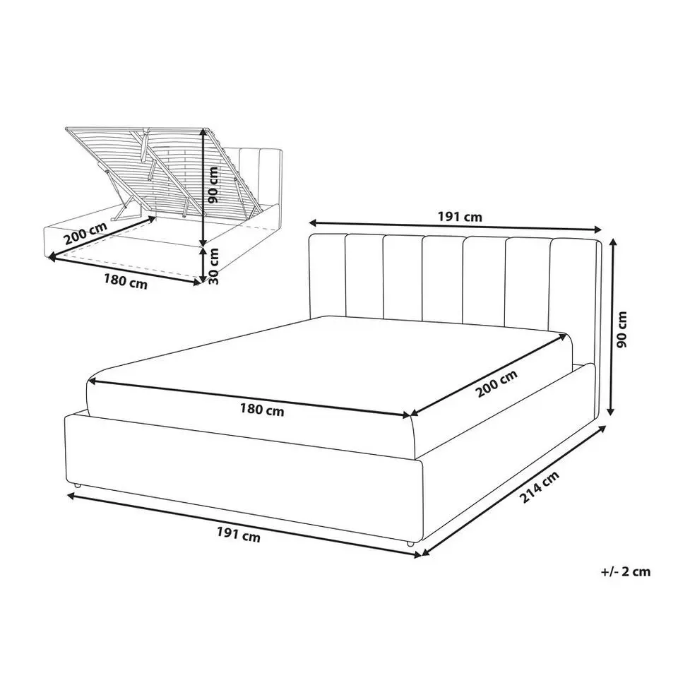 DREUX - Bed met opbergruimte - Grijs - 180 x 200 cm - Kunstleer