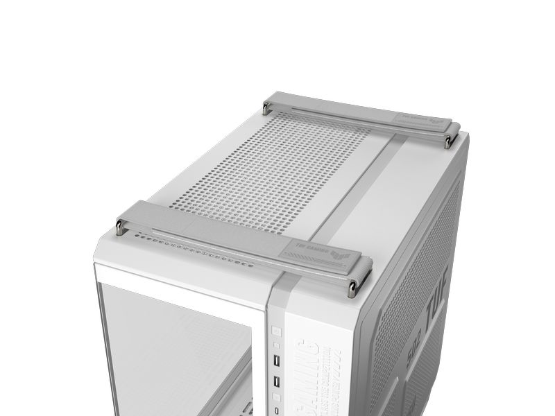 ASUS PC-Gehäuse TUF GAMING GT502 Horizon TG ARGB Weiss Robuster und stylisher Midi-Tower mit gehärtetem Glas, ARGB-Beleuchtung und durchdachtem Kühlkonzept