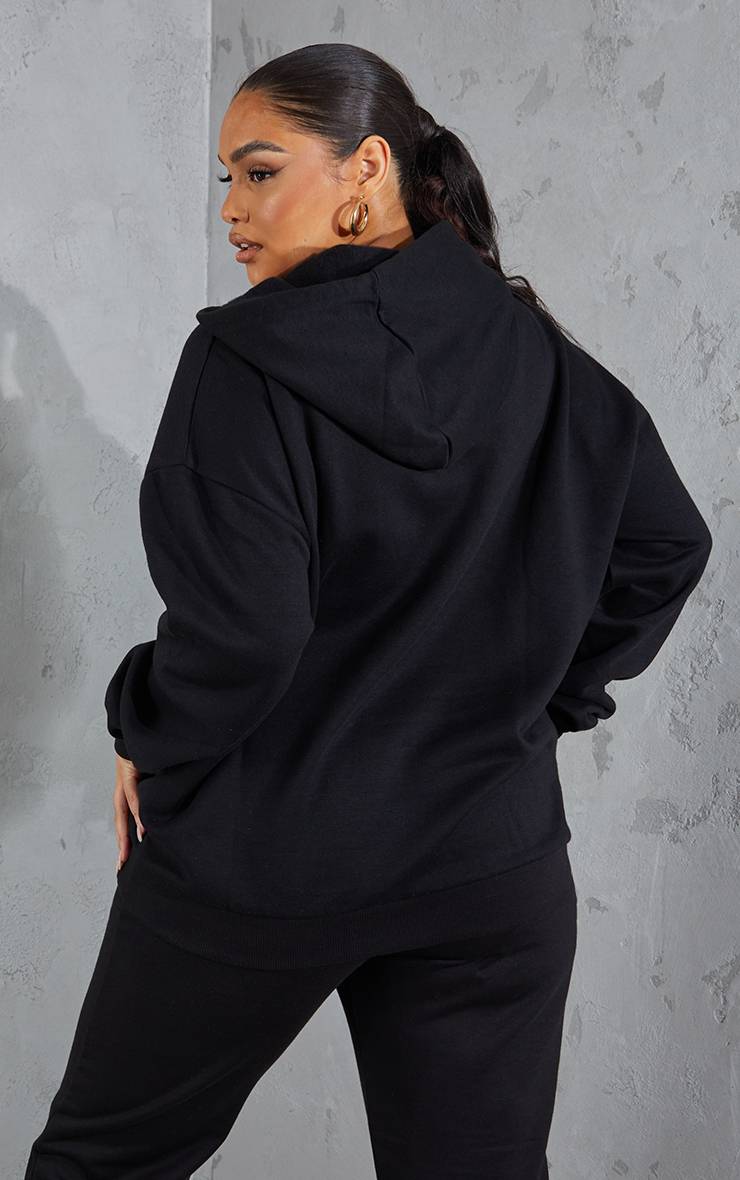 Noir Sweat À Casynthétiqueche Basique Grande Taille