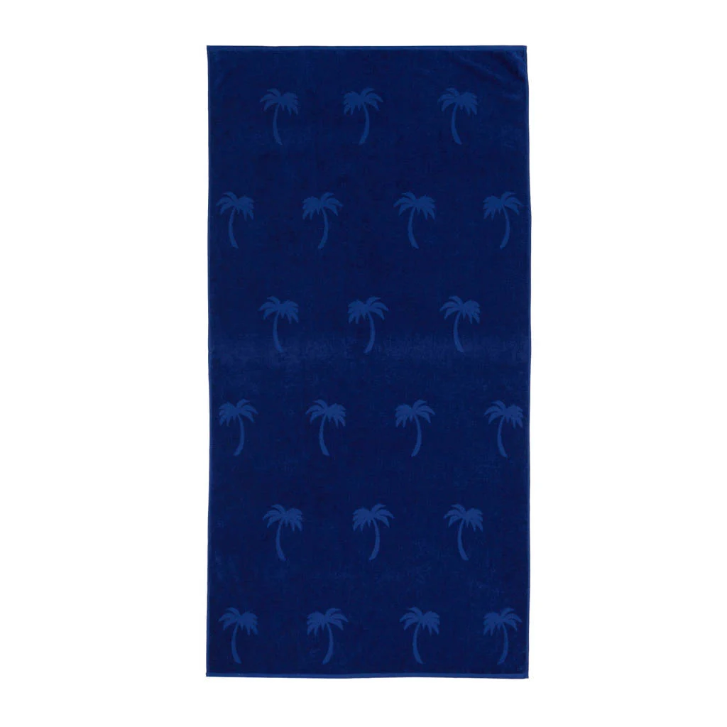 Strandlakenstrandlaken Palm (donkerblauw) (200x100 cm)