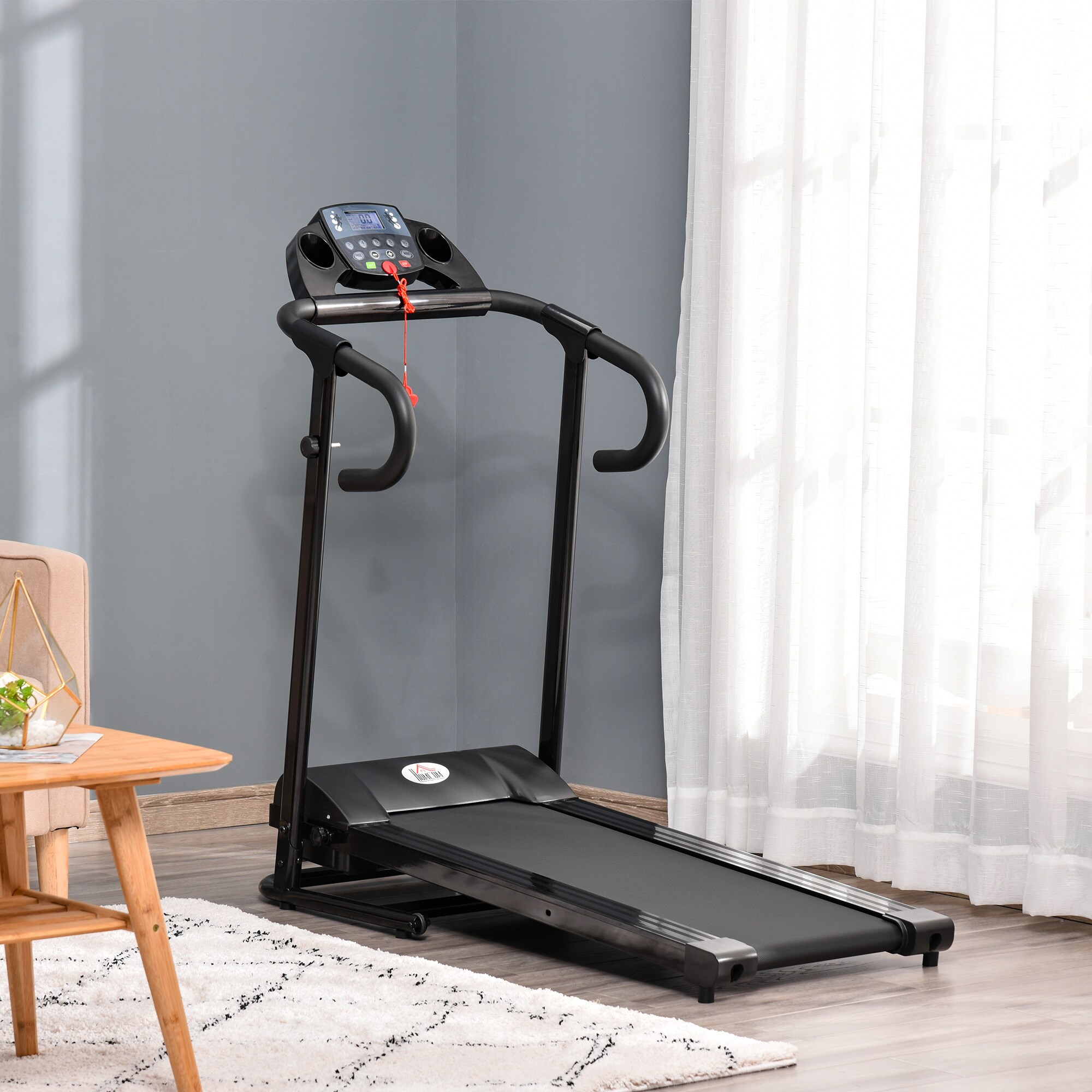 HOMCOM Laufband mit Handyhalterung schwarz 123L x 62B x 117H cm