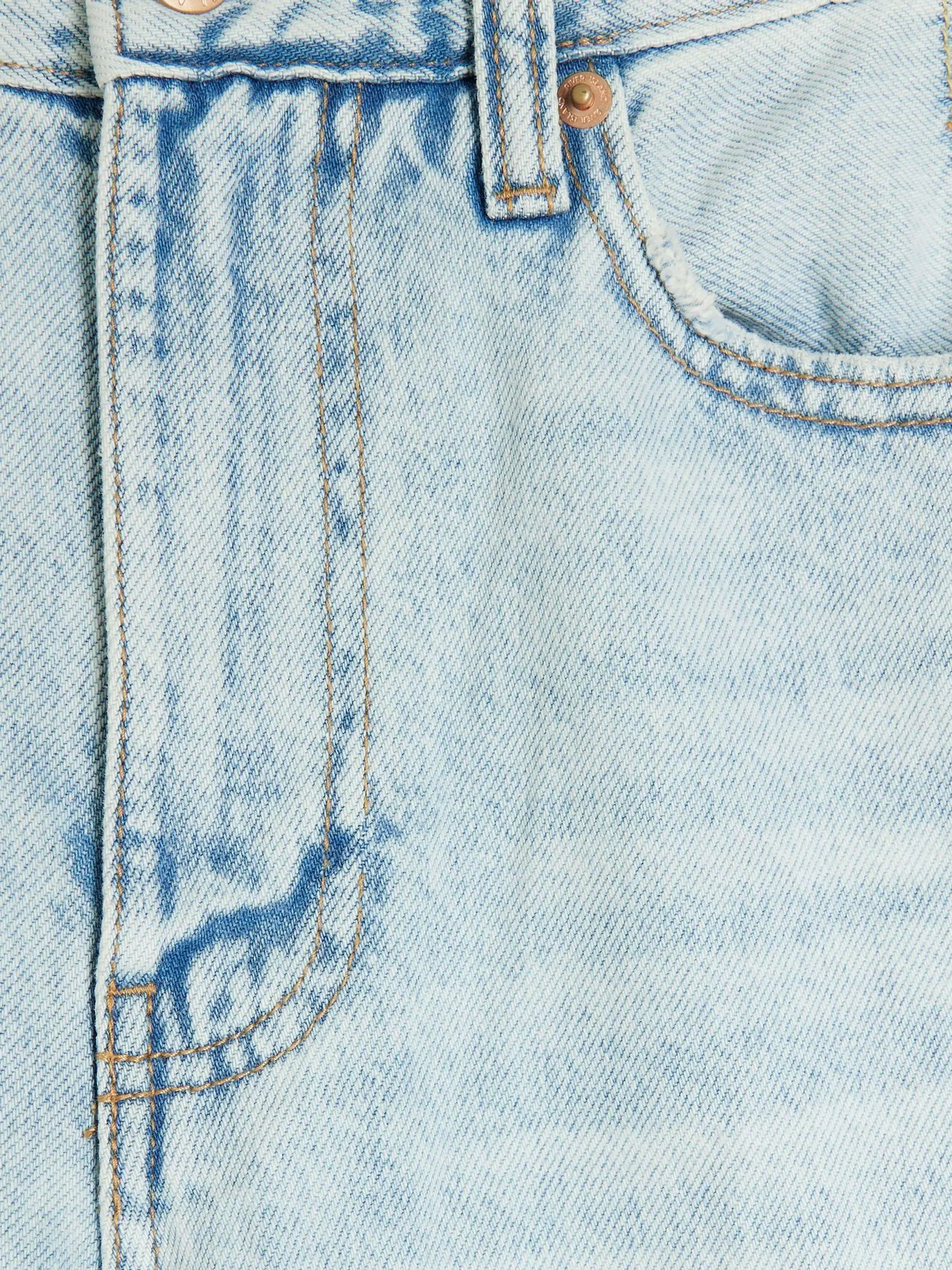 Lichtblauw - River Island jeans met hoge taille en relaxte rechte pijpen voor tenger postuur
