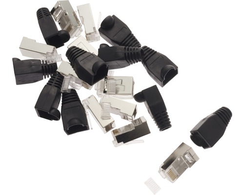 CAT 5e RJ45 (8p8c) zelfmontage connectoren, zwart, 10 stuks, Bleil 35084