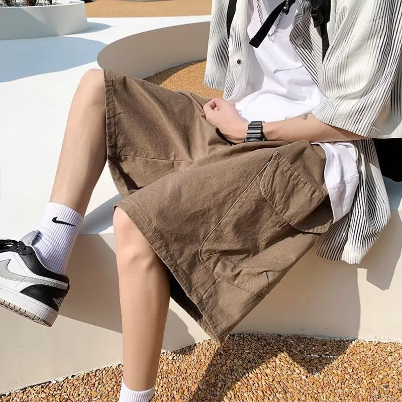 Urtishia - Hoge taille, effen, wijde cargoshorts