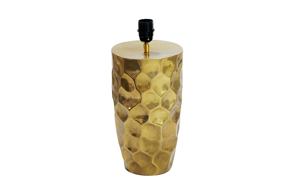 Handgefertigte Tischlampe AURELIA 55cm gold schwarz Hammerschlag-Design mit Stoffschirm