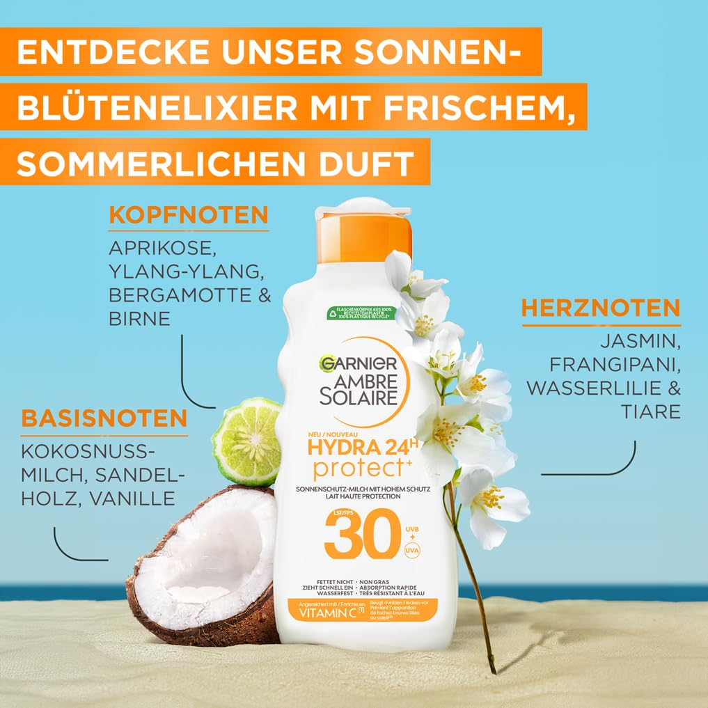 (175ml) Ambre Solaire Hydra 24 Sonnenschutz Milch Sonnencreme LSF 30