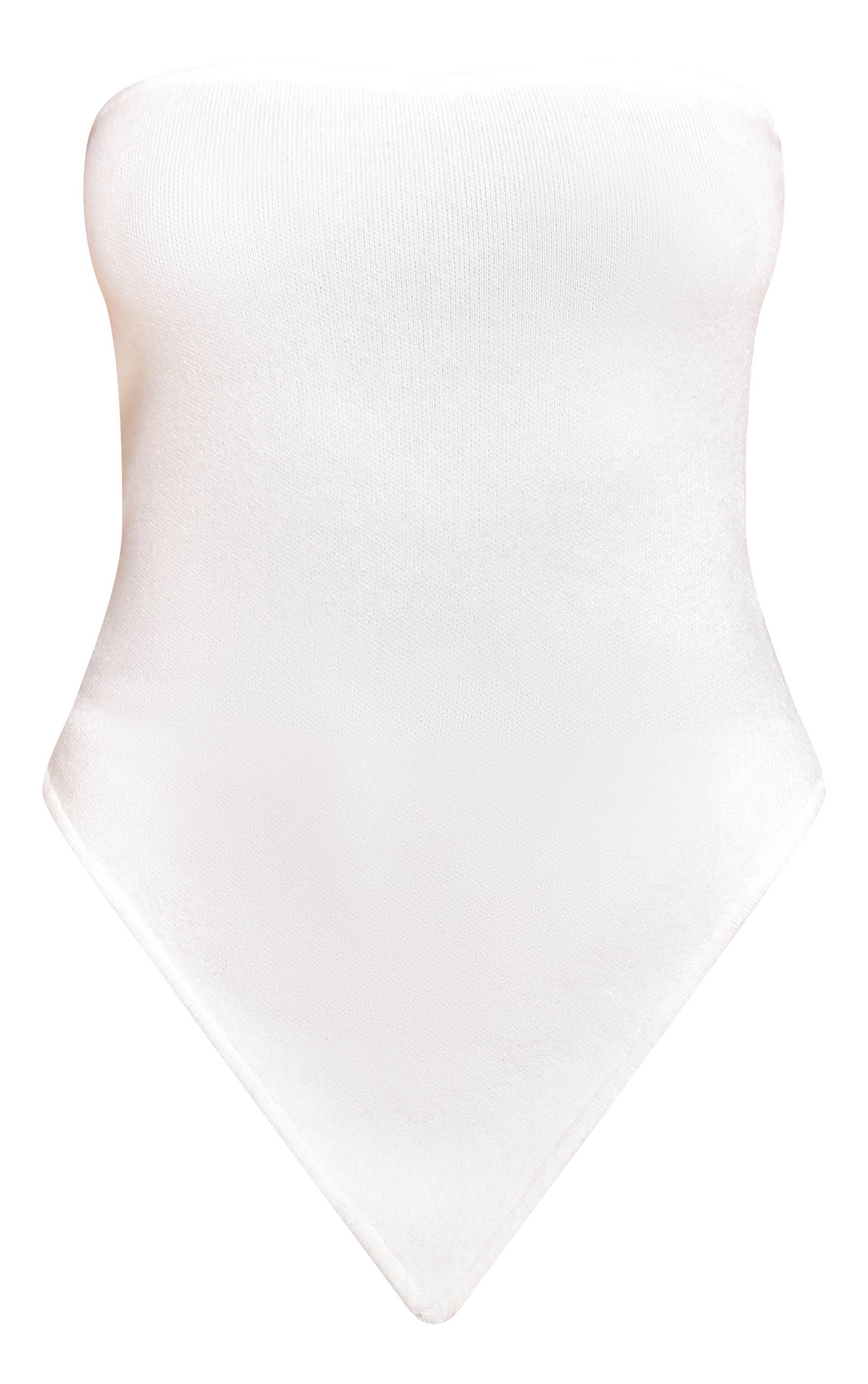 Blanc Top Bandeau En Maille Fine À Ourlet Asymétrique