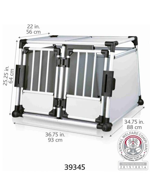 Trixie Dubbele Vervoersbox Auto - Autohondenbench - 93x64x88 cm Zilver M\/L