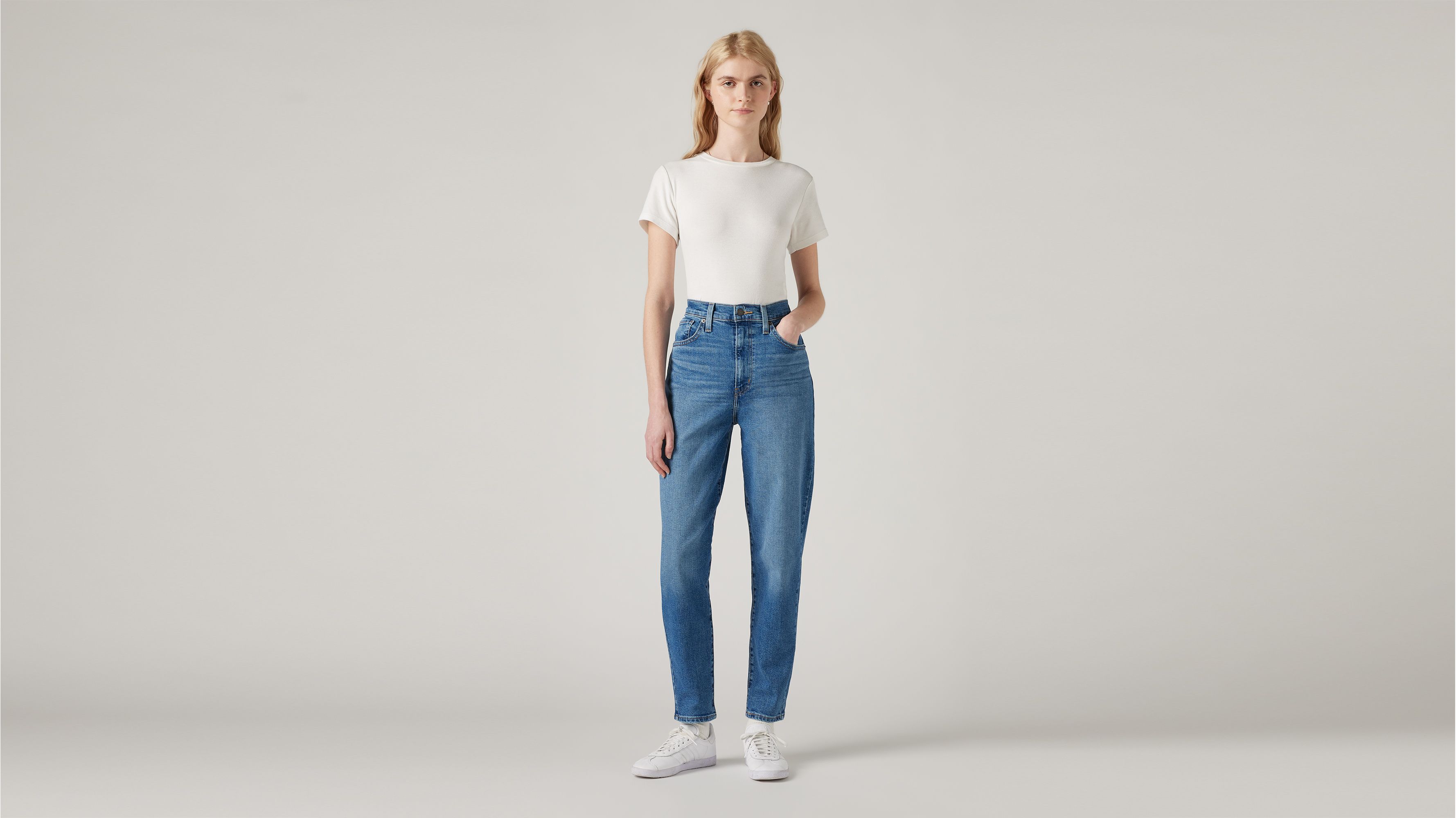 Jean Mom Taille Haute - Medium Indigo Worn In - Bleu