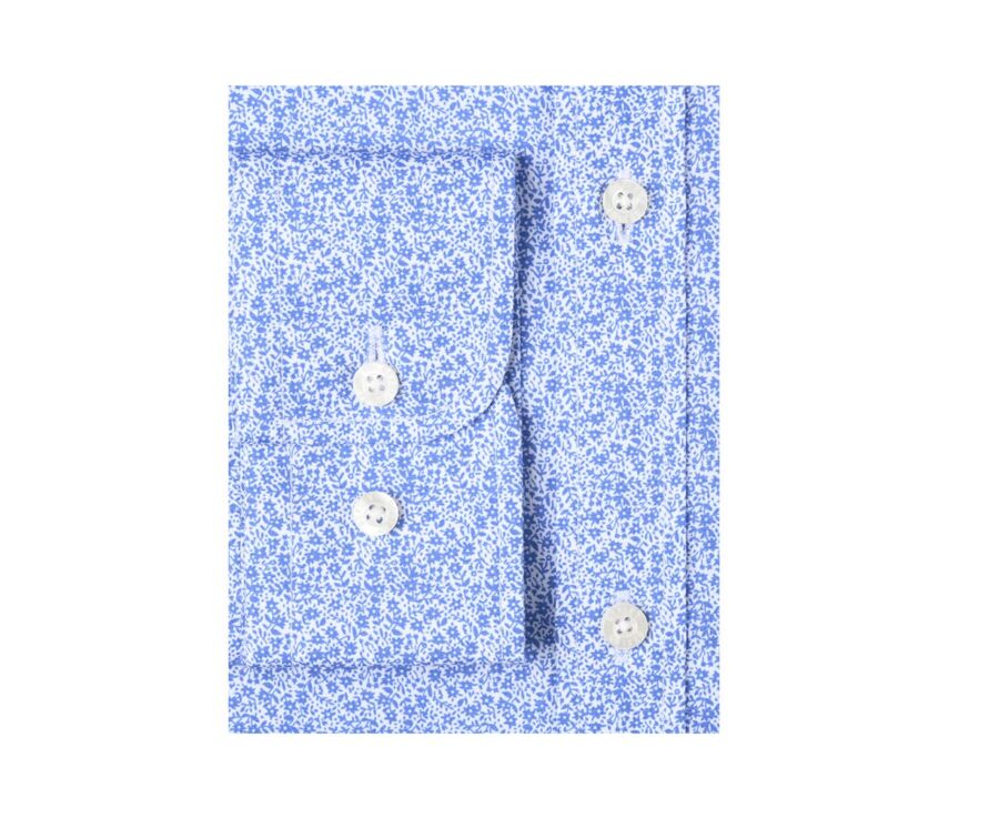 Chemise coton blanche à imprimé fleuri bleu - SULPICE