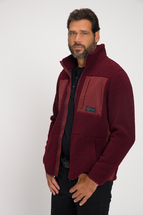 Teddyjacke, Outdoor, Nylon-Einsätze, Stehkragen, elastische Abschlüsse