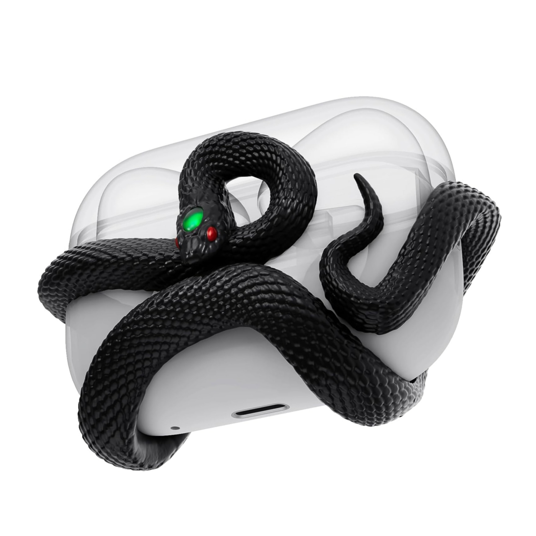 AirPods (1. & 2. Generation) Alu 3D Hardcase Hülle mit Rahmenlosem Schlangen Bumper - Schwarz