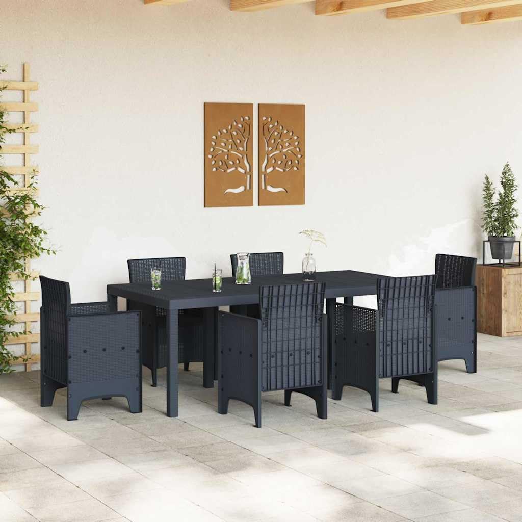 vidaXL Gartentisch Anthrazit 200 x 100 x 73 cm Poly-Rattan, Moderner Gartentisch, rechteckig, strapazierfähige Poly-Rattan-Esszimmermöbel für den Außenbereich, wetterfester Tisch