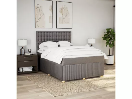 Sommier à lattes de lit avec matelas Taupe 140x190 cm Tissu