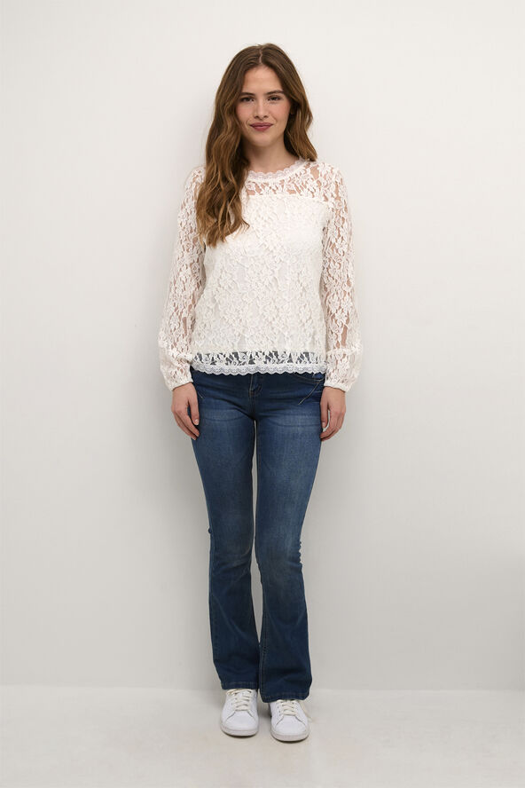 Cream CRKit Lace LS Blouse Snow white