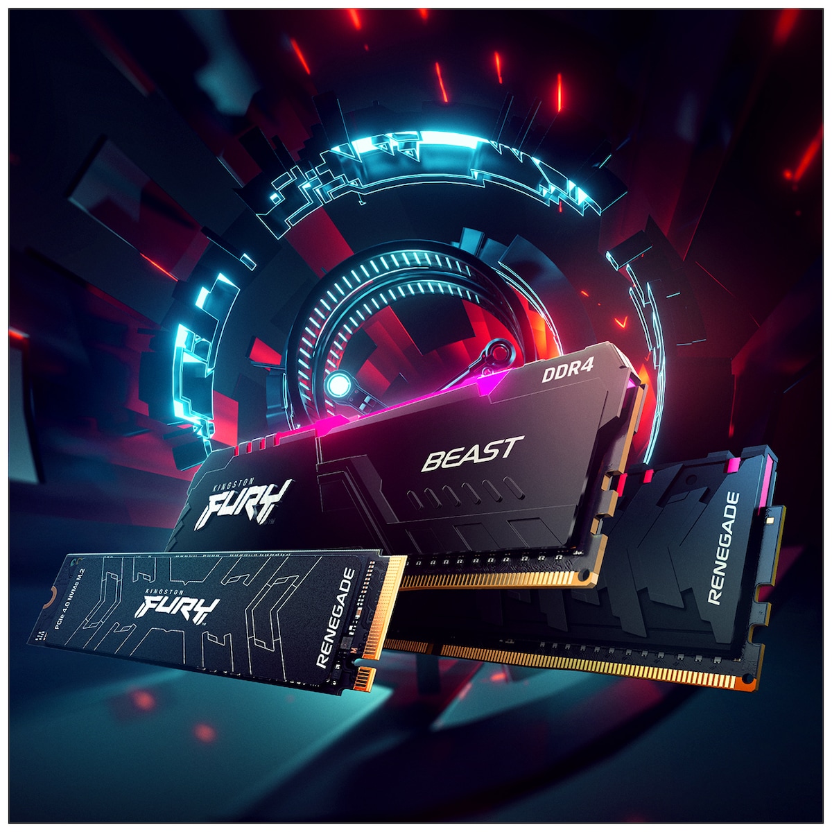 Kingston FURY Beast RGB 16GB DDR4 RAM 3600MT/s CL17 (sort)