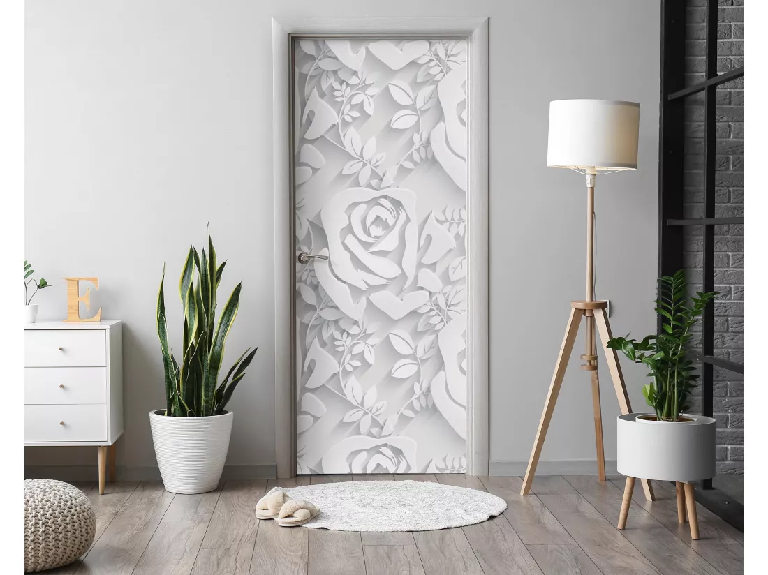 Stickers de porte autocollants - Roses en papier 85x205 cm
