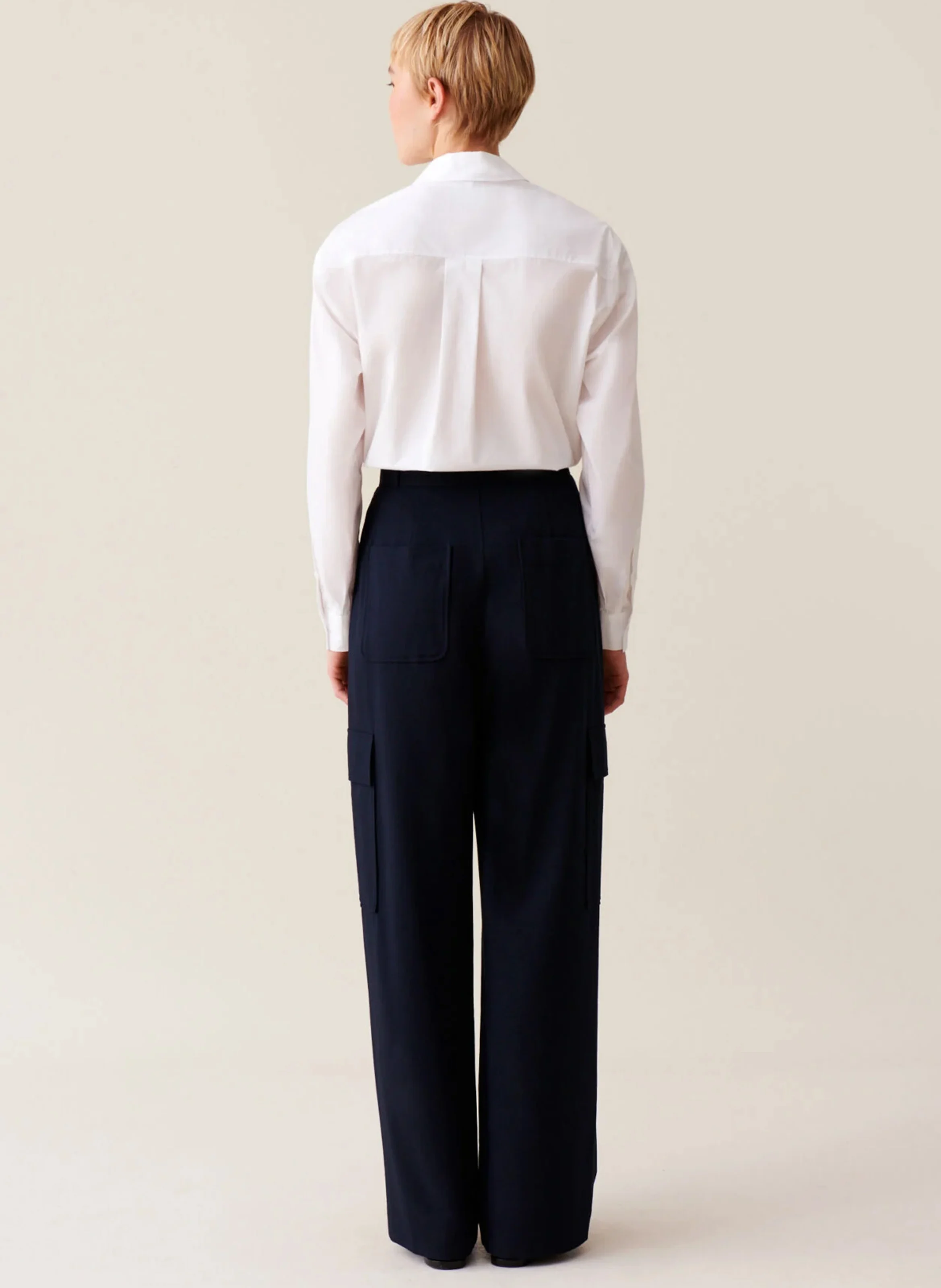 Pantalon droit taille haute | Bleu