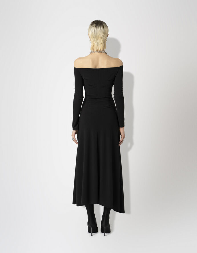 Han kjøbenhavn Crepe Jersey Off-Shoulder Drape Dress Black