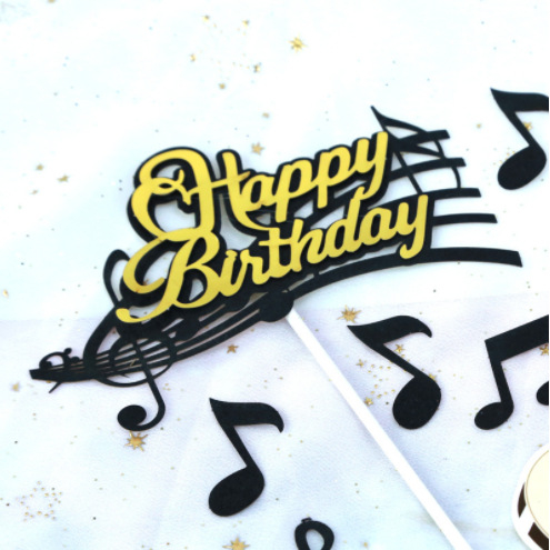 (27-tlg. Set) Kuchenstecker Happy Birthday Tortenstecker Topper Dekoration für Torten / Kuchen - Musiknote / Gitarre
