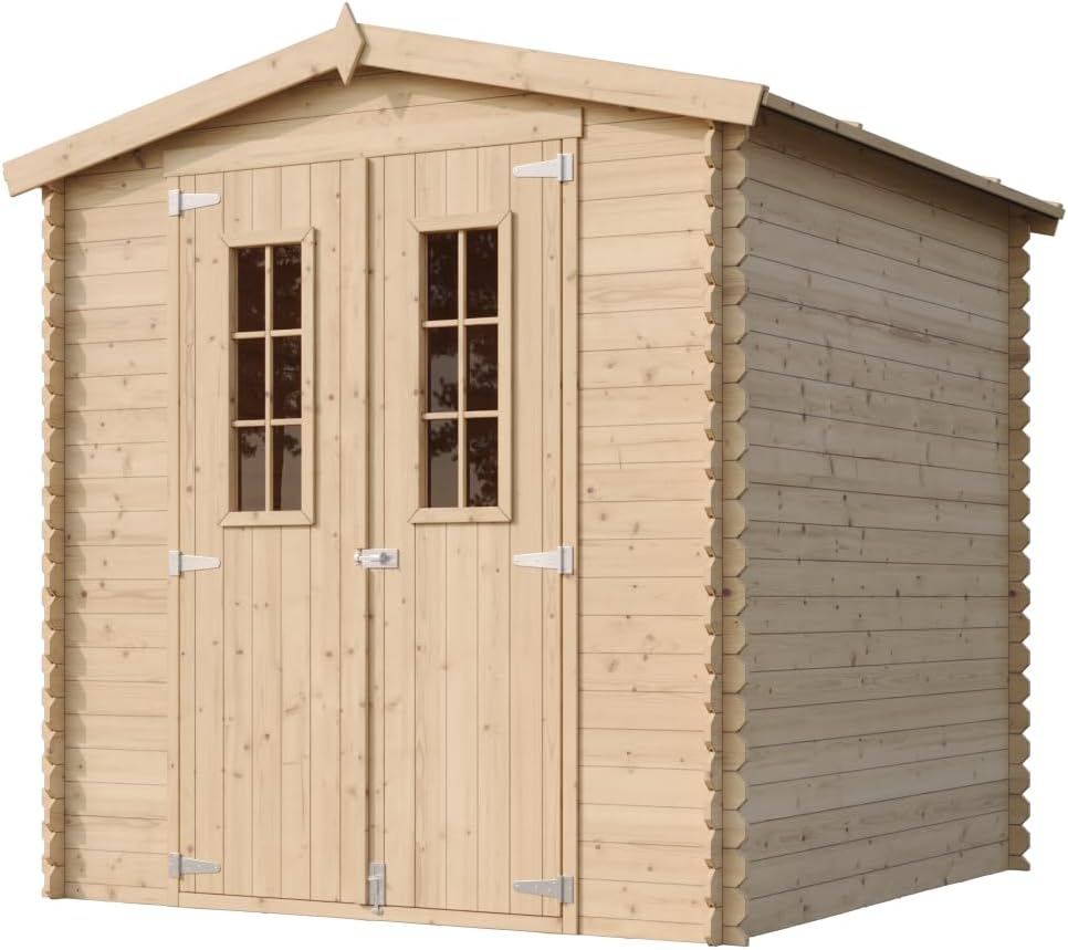 Gartenhaus Holz - Geräteschuppen Holz - Gerätehaus mit Boden Imprägnierte B216xL206xH216 cm/ 3.53 m2 - Fahrrad Schuppen - Gartenhäuser & aufbewahrung Wasserfestes Dach TIMBELA M343C+M343G