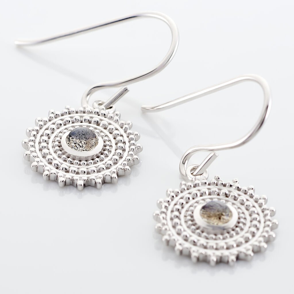 Boucles D'oreilles Pendantes Nyoko Argent Blanc Labradorite