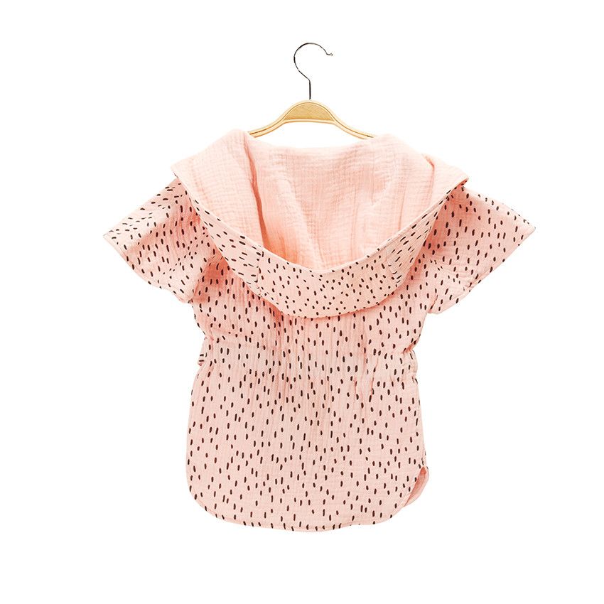 Peignoir de bain à capuche imprimé en gaze de coton - Rose