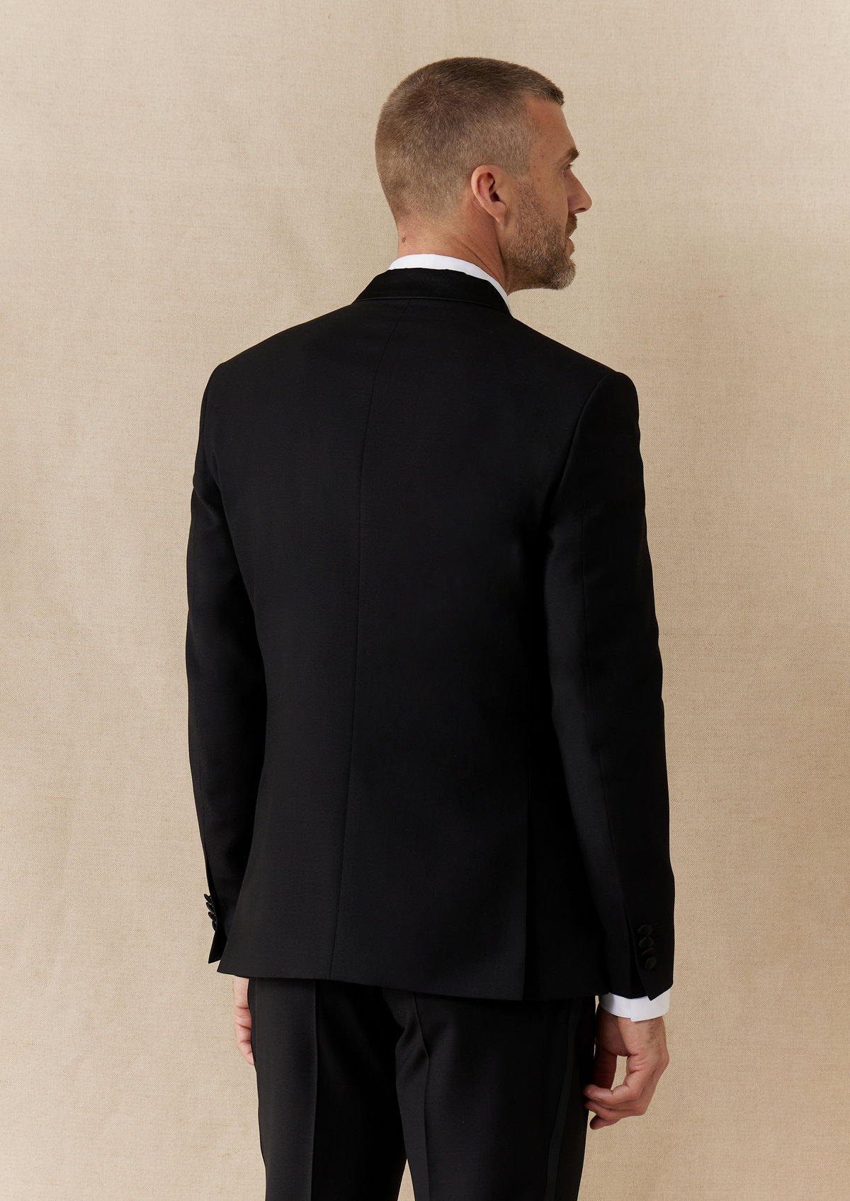 Veste de smoking Slim en laine unie noire