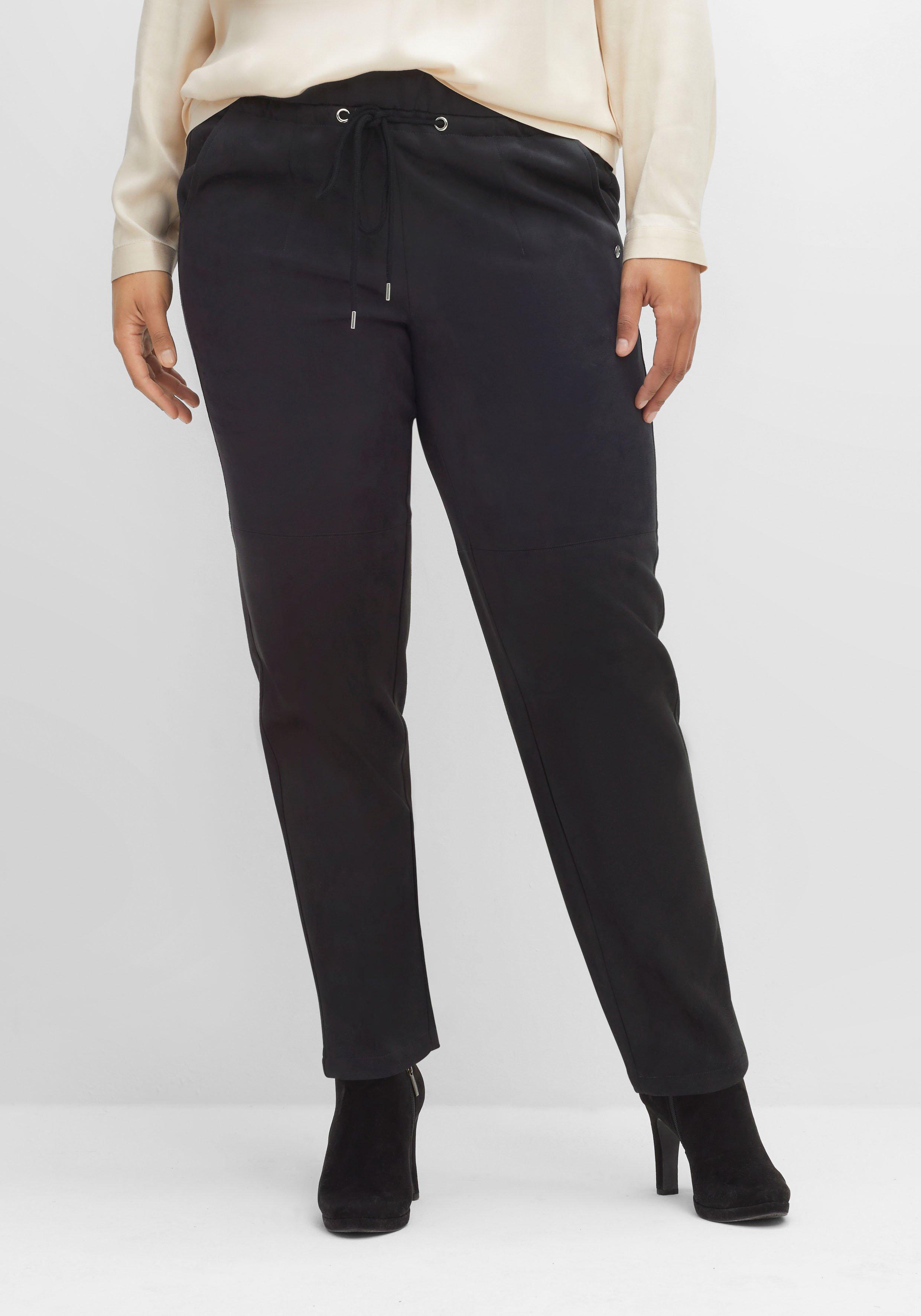 Joggpants aus Velourslederimitat, mit Ziernaht vorn