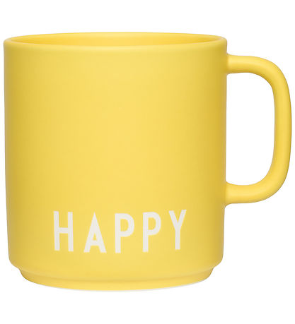 Design Letters Becher m. Hank - Favorit - Happy - Gelb