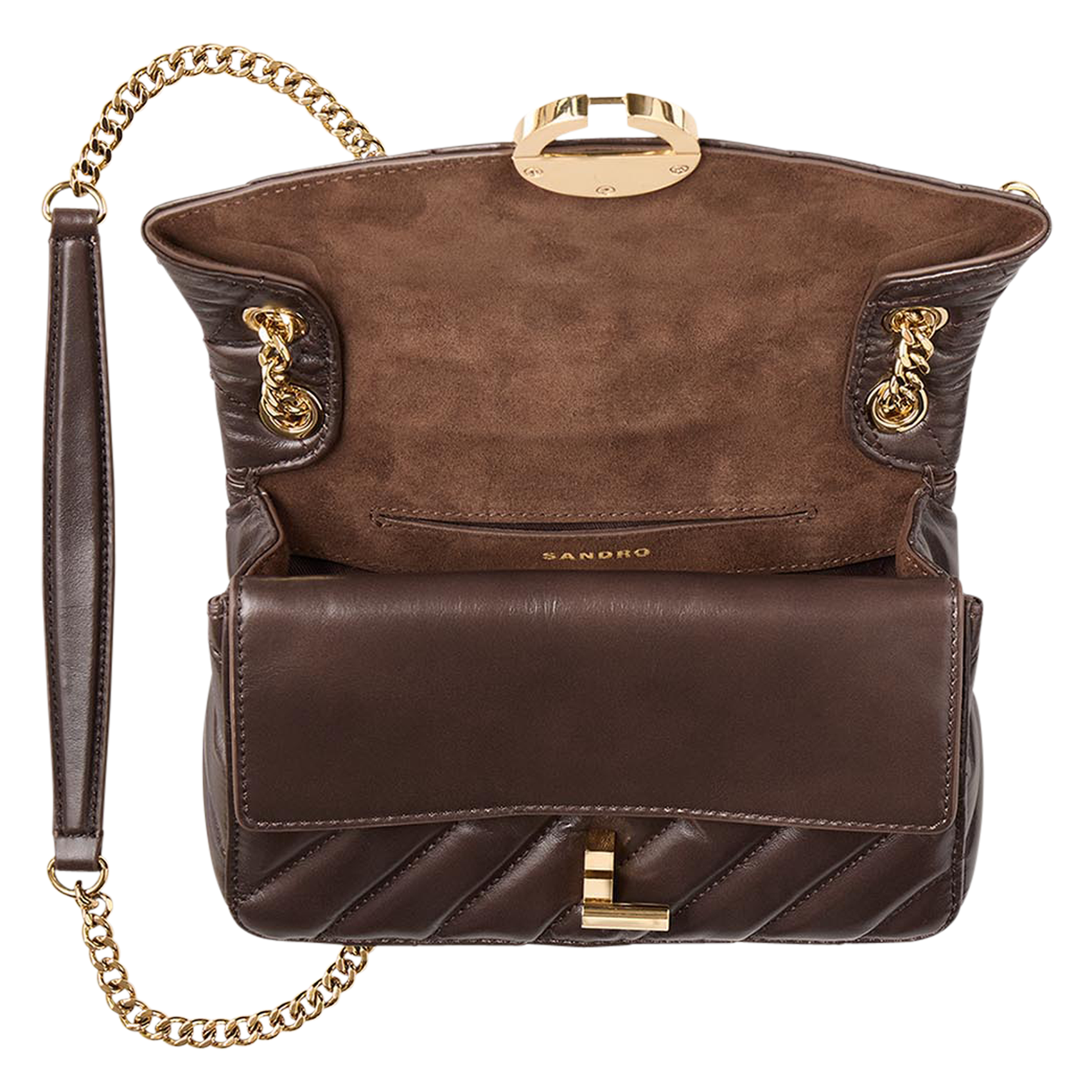 Petit sac en cuir matelassé | Marron