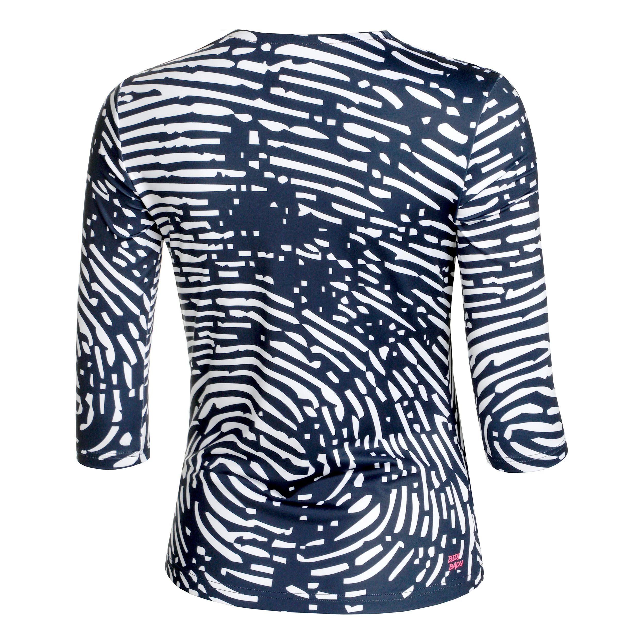 BIDI BADU Fingerprint Printed Haut Manches Longues Femmes - Bleu Foncé , Blanc