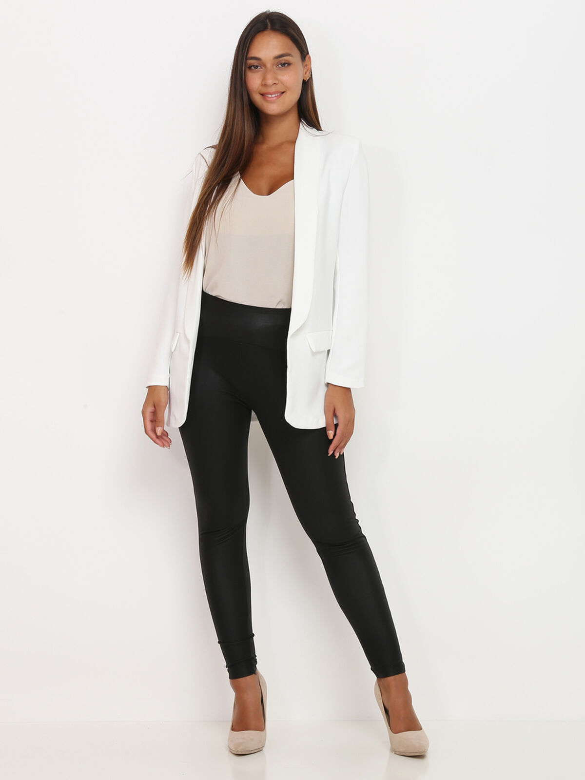 Blazer à col châle- Blanc