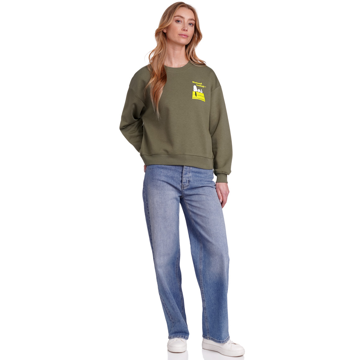 Jonas Nielsen Peanuts Sweatshirt mit Rückenprint dunkeloliv