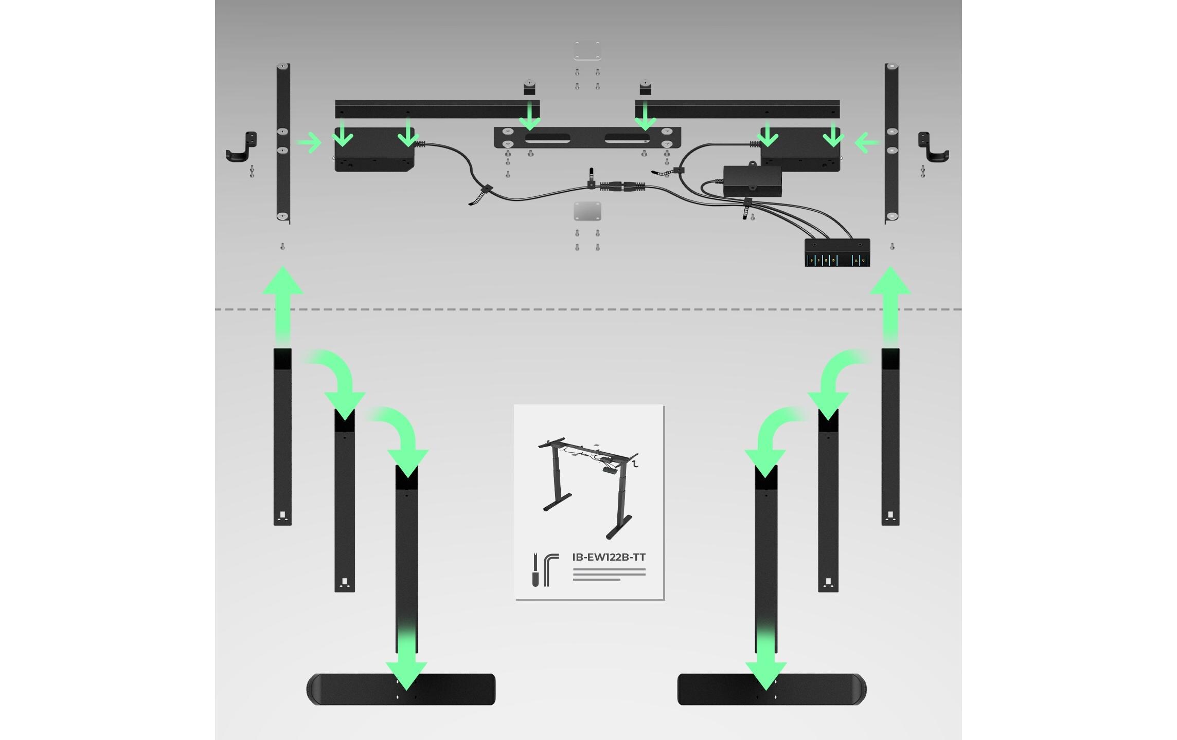 Stehtisch 140 x 70 cm, Schwarz<br>Elektrisch höhenverstellbarer Sitz-/Steh-Tisch mit Memory-Touch-Panel