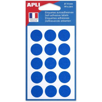 Apli Agipa - 90 Pastilles adhésives - bleu - diamètre 19 mm - réf 111962