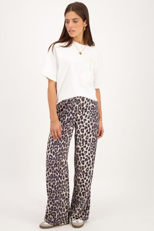 Panterprint broek satijnen look