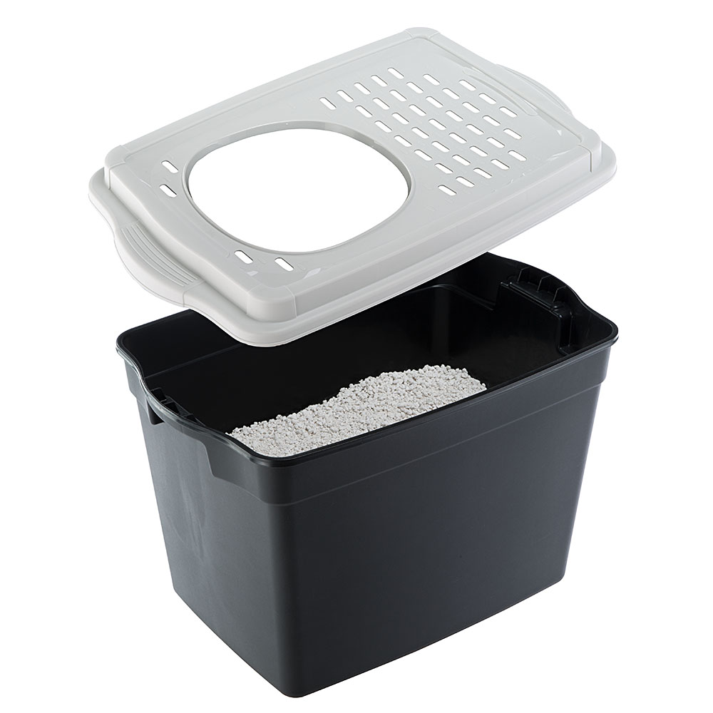 Ferplast bac à litière pour chat, toilettes couvertes pour chat, avec entrée supérieure, couvercle perforé, 38,8 x 57,5 xh 39 cm,
