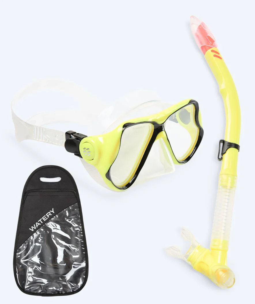 Watery Combo snorkelsæt til voksne - Hudson Semi-Dry - Gul