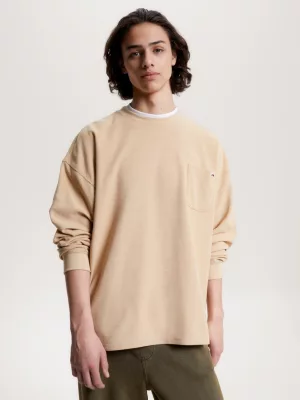 Camiseta Essencial de Manga Longa com Textura Waffle