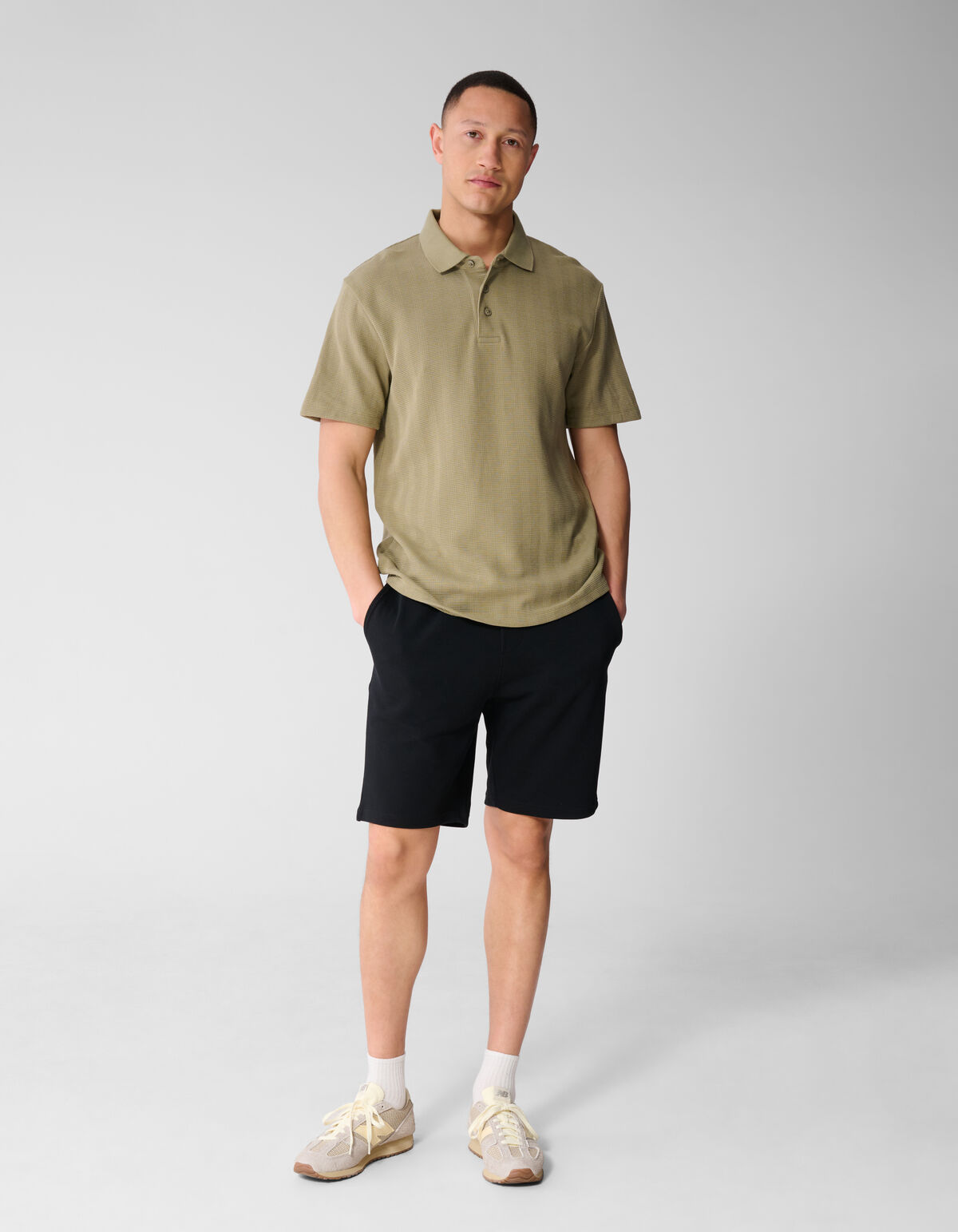 Waffle Stripe Polo Khaki